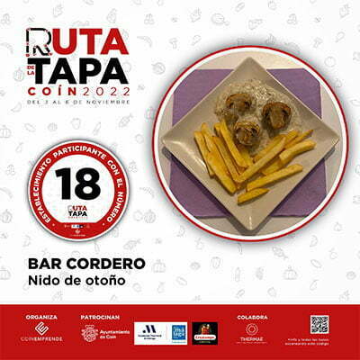 ruta de la tapa Coín 2022 Bar Cordero Nido de Otoño