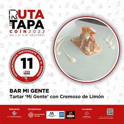 ruta de la tapa Coín 2022 Bar mi Gente Tartar Mi Gente con Cremoso de Limón