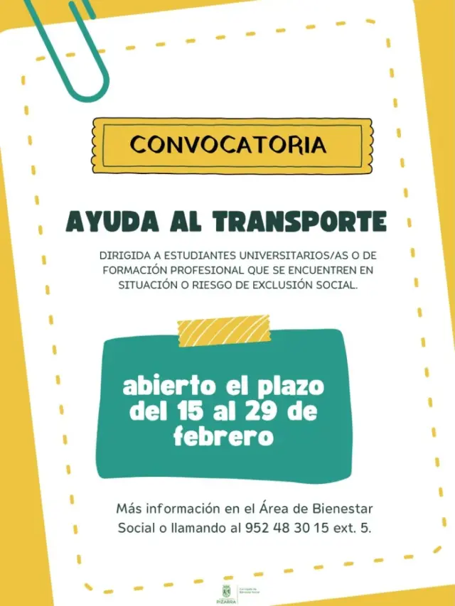 Ayuda al transporte para estudiantes en Pizarra