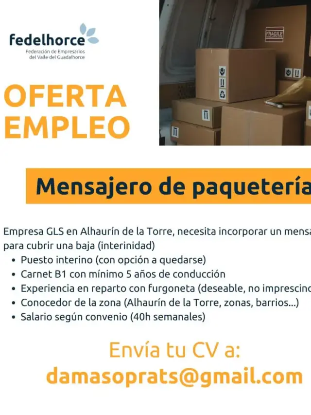 oferta de empleo como mensajero de paquetería