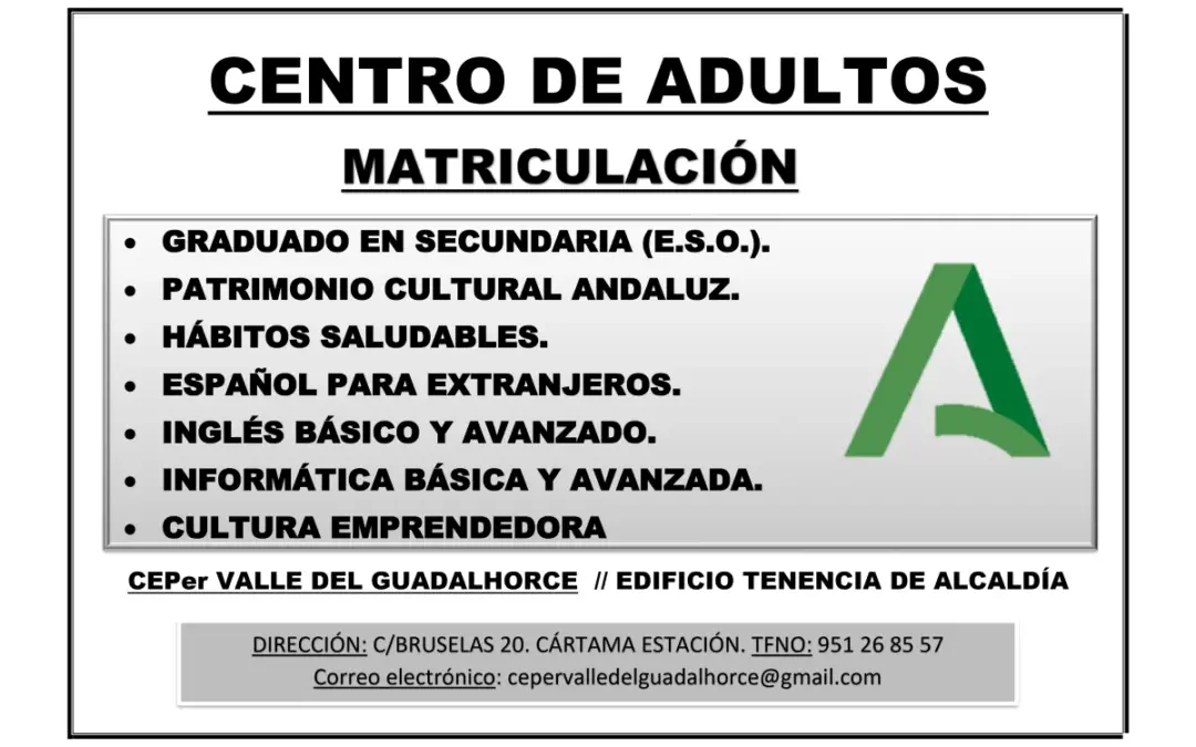 Matrícula Centro de Educación Permanente Valle del Guadalhorce