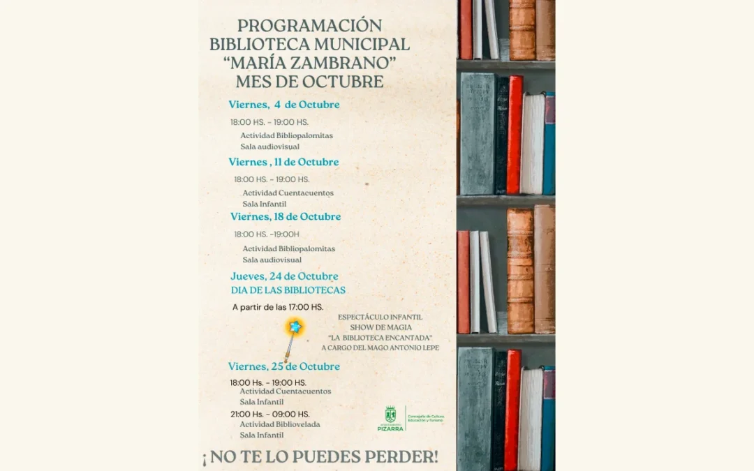 Programación Biblioteca Municipal de Pizarra octubre 2024