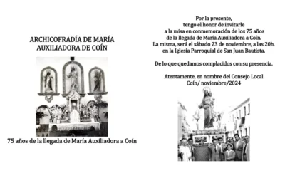 La Archicofradía de María Auxiliadora celebra su 75 aniversario en Coín