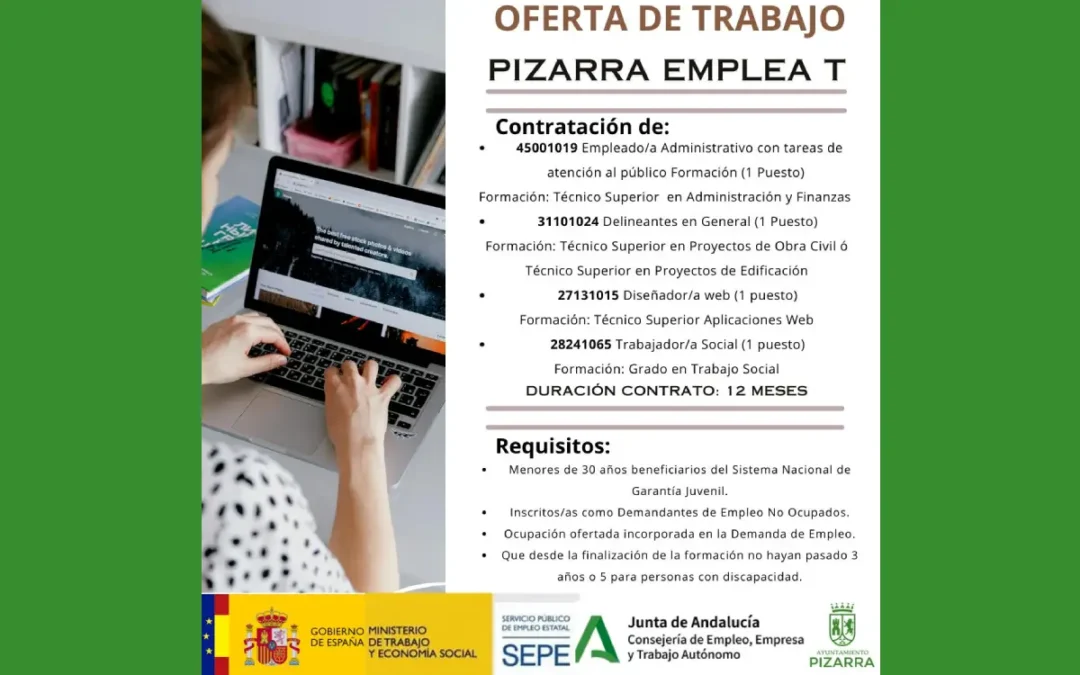 oferta de empleo 2025 en Pizarra Emplea T