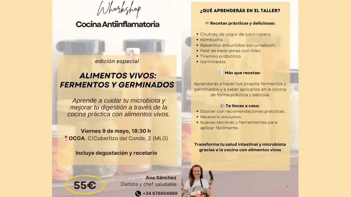 Workshop Cocina Antiinflamatoria con Ana Sánchez: Alimentos Vivos en Málaga