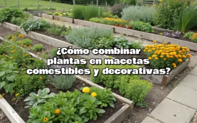 ¿Cómo combinar plantas en macetas comestibles y decorativas?
