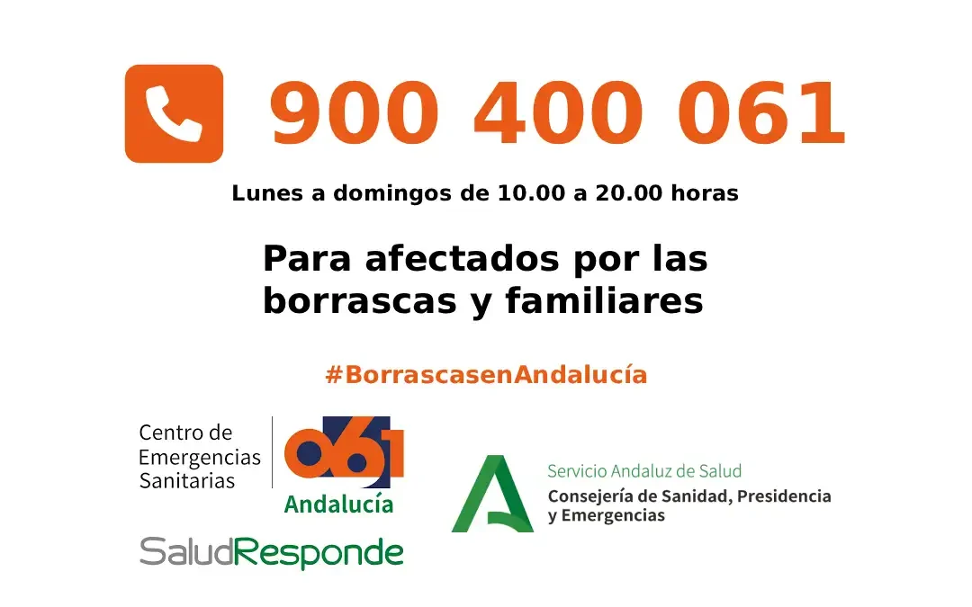 900 400 061 apoyo psicológico borrascas Andalucía