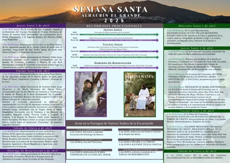 Programación Semana Santa 2026 Alhaurín el Grande