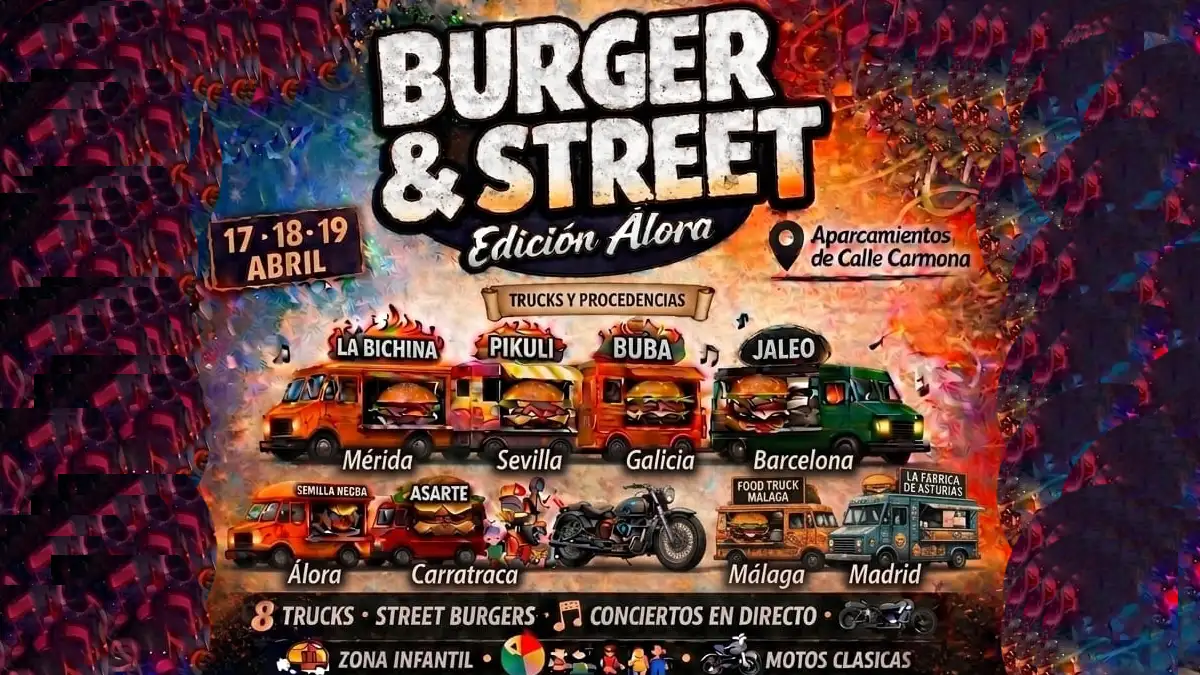 Burger & Street Álora llenará de hamburguesas, música y ambiente familiar los aparcamientos de Calle Carmona