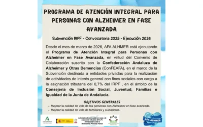 AFA ALHMER lanza atención integral para Alzheimer en fase avanzada