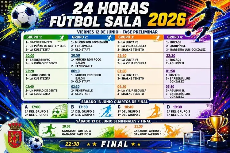 Horarios 24 horas Fútbol Sala 2026 Álora
