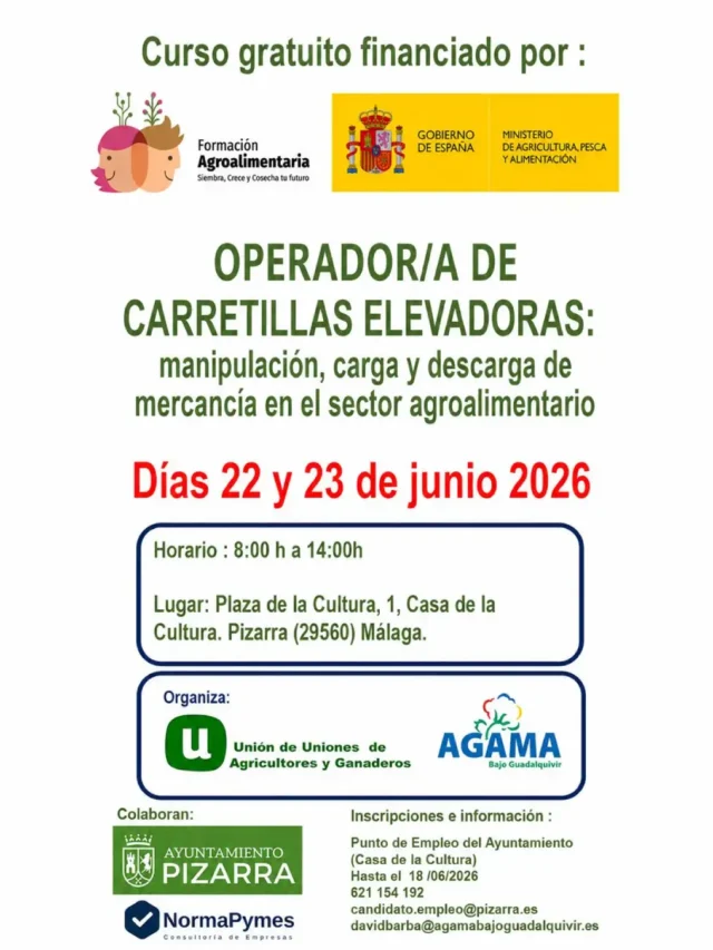 Curso carretilla elevadora en Pizarra 2026