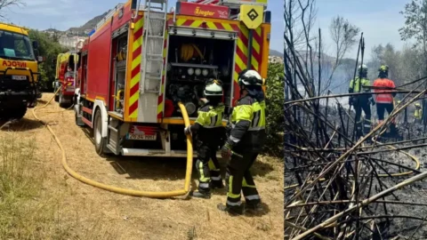 Incendio junto al polígono de Álora moviliza a bomberos e Infoca