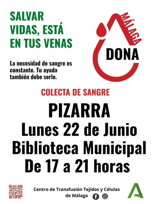 Donación de sangre en Pizarra Junio 2026