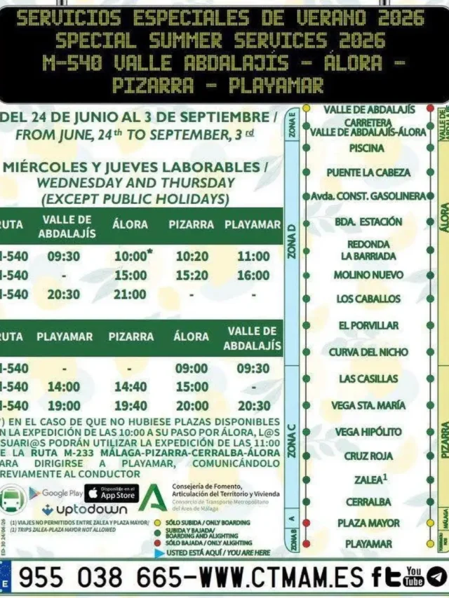 Autobús a la playa desde Valle de Abdalajís 2026