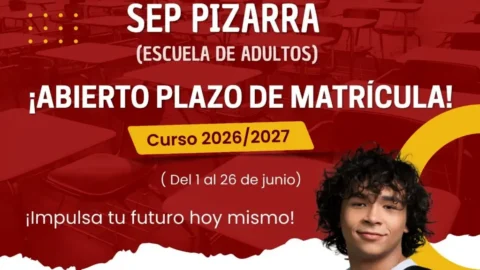 Abierta la inscripción escuela adultos Pizarra para el curso 2026-2027