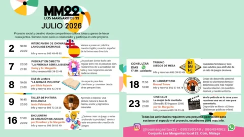 Programación Los Margaritos 22 julio 2026 con actividades en Coín